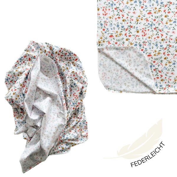 T-Shirt- und Turban-Handtuch Set aus Bio-Baumwolle | Wildflowers White