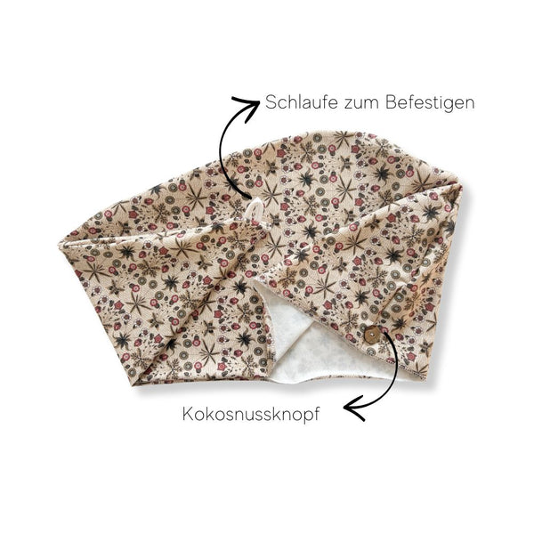 Baumwolle Turban-Handtuch mit Kokosnussknopf | Retro Flowers