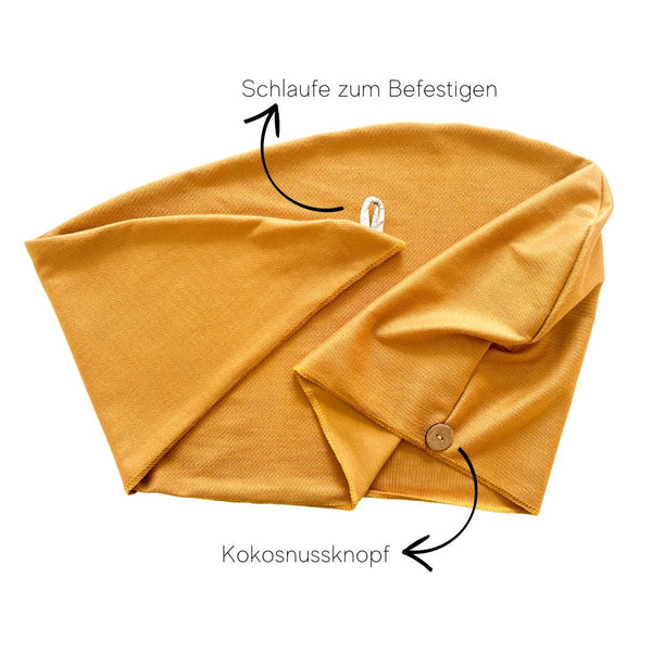 Bio Bambus Turban Handtuch mit Kokosnussknopf | Narzisse