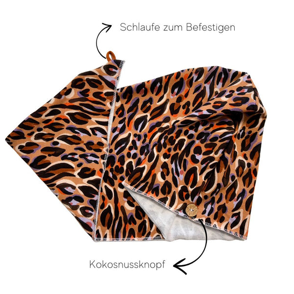 Baumwolle Turban-Handtuch mit Kokosnussknopf | Leo in Love